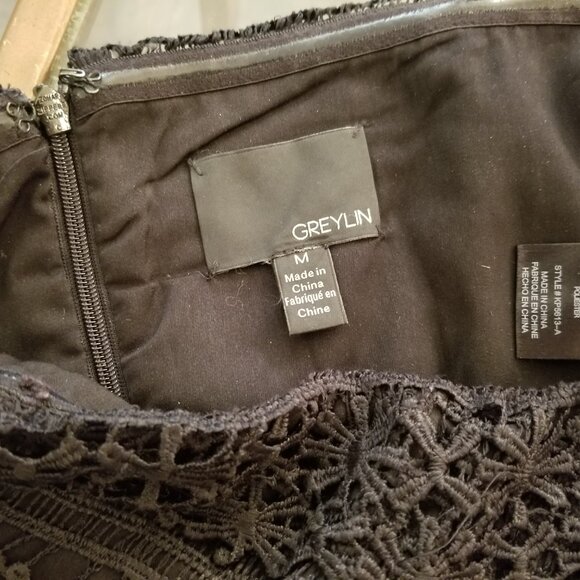 Greylin Black Strapless Off the Shoulder Lace Jumpsuit Women's Size Medium - Picture 11 of 11